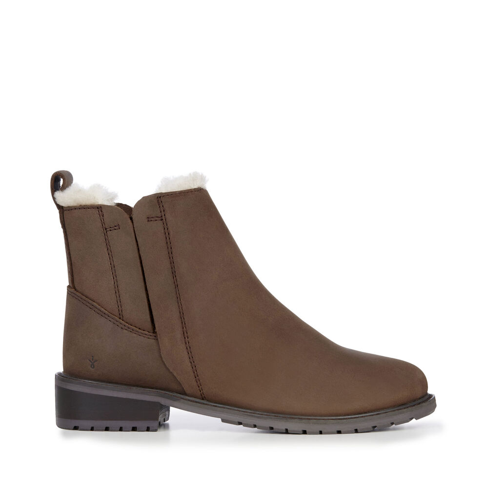 Bottes Emu Pioneer Cuir Femme Chocolat | 80927-MNXV