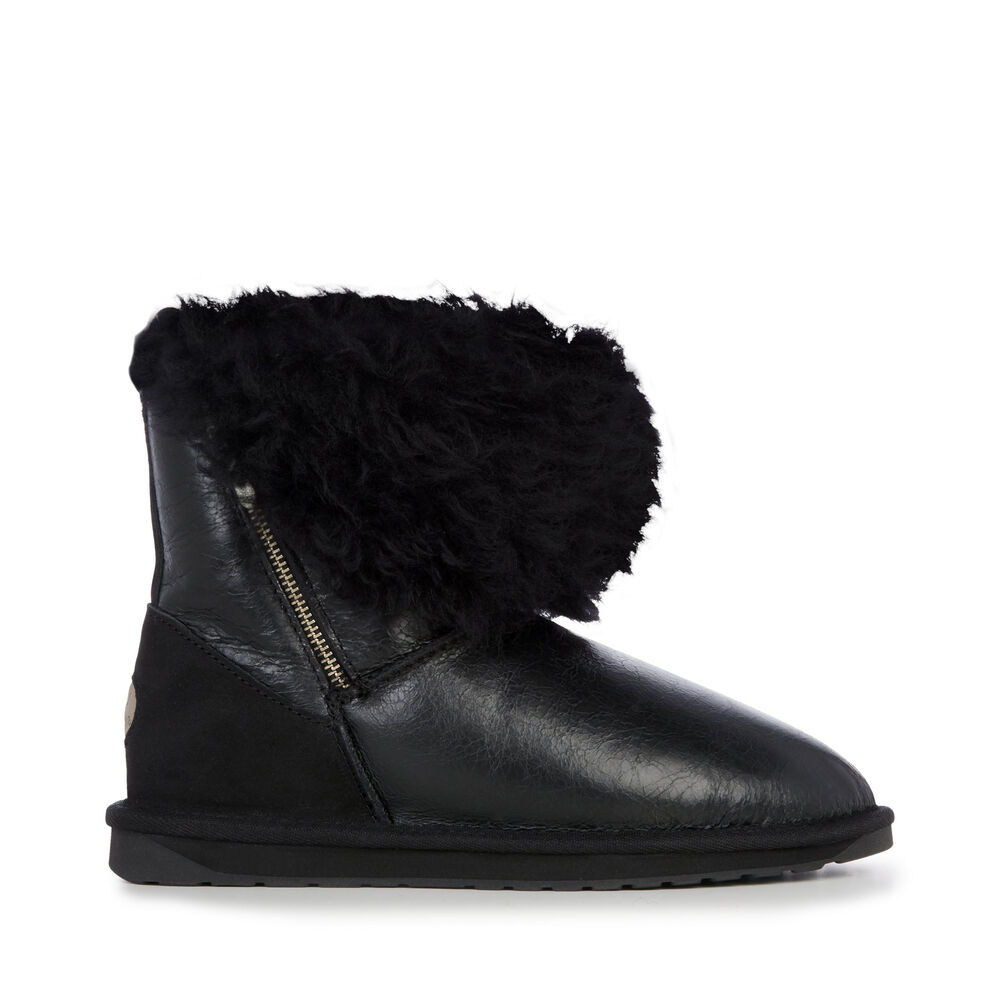 Bottes Emu Teddy Wurren Femme Noir | 18235-JUZR