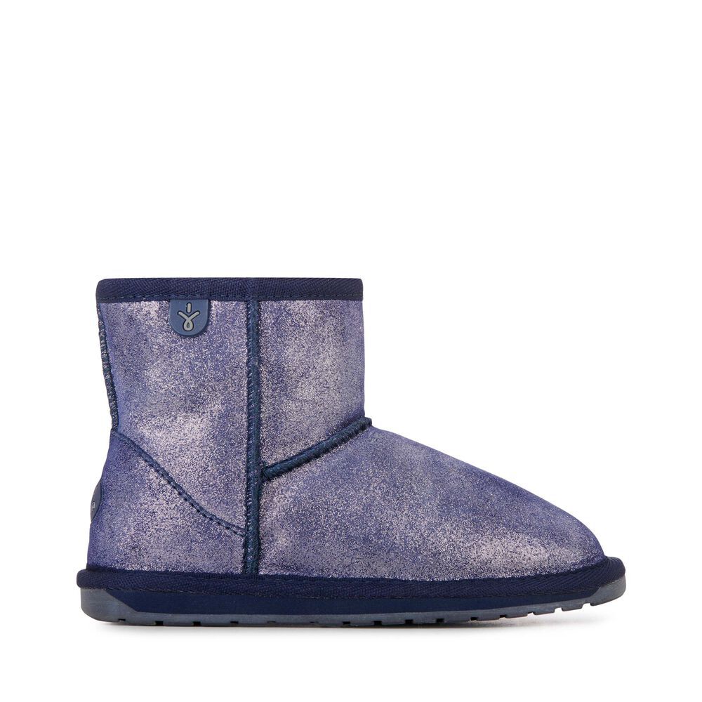 Bottes Emu Wallaby Mini Metallic Enfant Bleu Marine | 08496-ZMXB