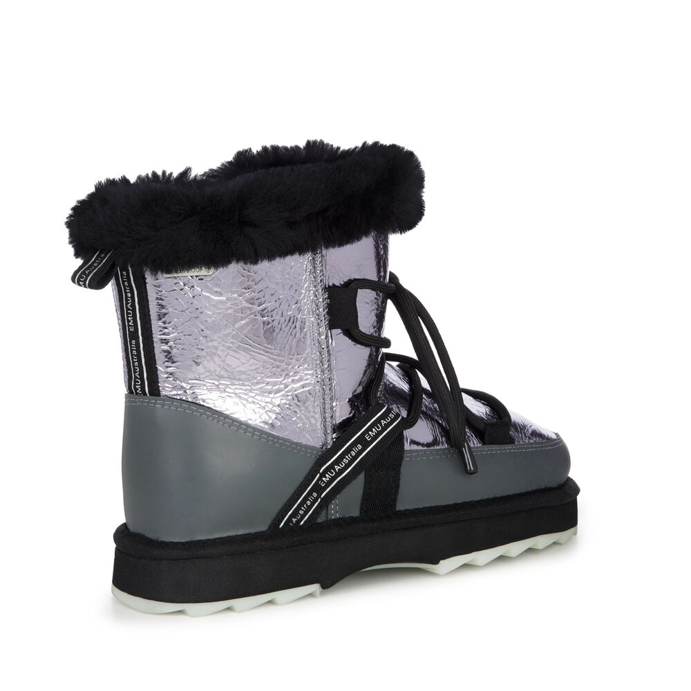 Bottes Emu Blurred Mirror Femme Argent Foncé | 27941-AONK