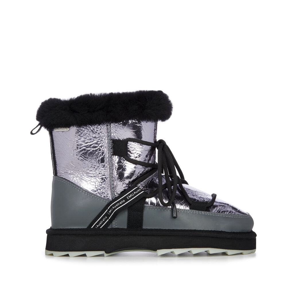 Bottes Emu Blurred Mirror Femme Argent Foncé | 27941-AONK