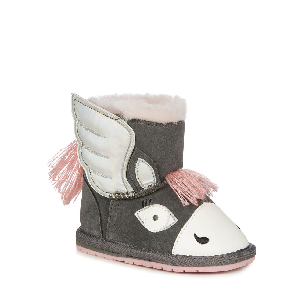 Bottes Emu Pegasus Walker Babies Enfant Grise Foncé | 93612-JTGU