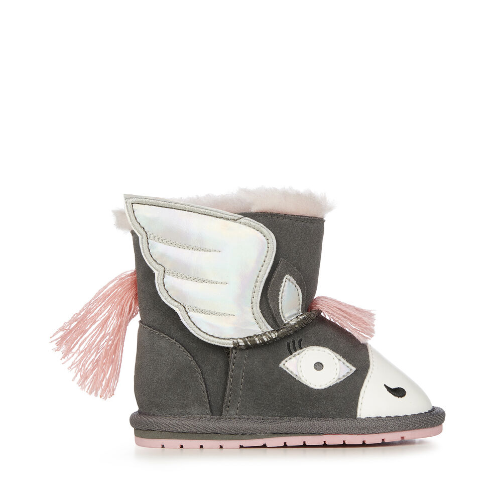 Bottes Emu Pegasus Walker Babies Enfant Grise Foncé | 93612-JTGU