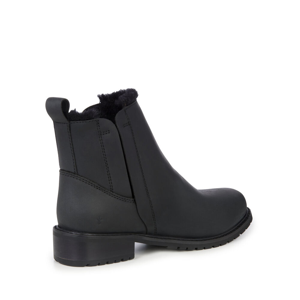 Bottes Emu Pioneer Cuir Femme Noir | 89271-MZQB