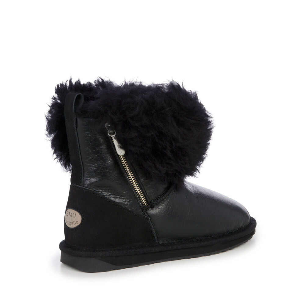 Bottes Emu Teddy Wurren Femme Noir | 18235-JUZR