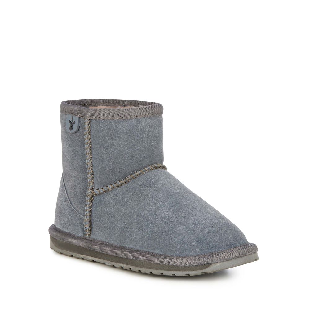 Bottes Emu Wallaby Mini Enfant Grise Foncé | 09327-JZOK