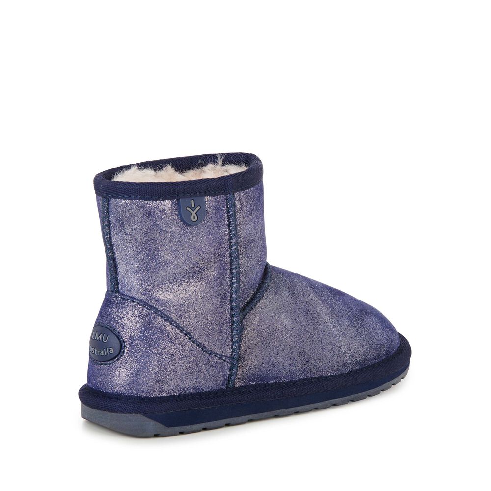 Bottes Emu Wallaby Mini Metallic Enfant Bleu Marine | 08496-ZMXB