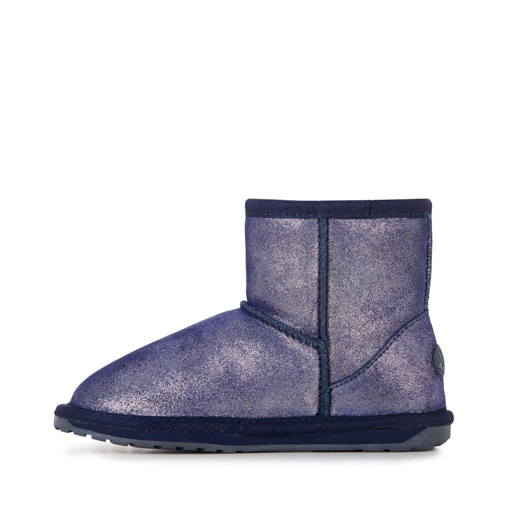 Bottes Emu Wallaby Mini Metallic Enfant Bleu Marine | 08496-ZMXB