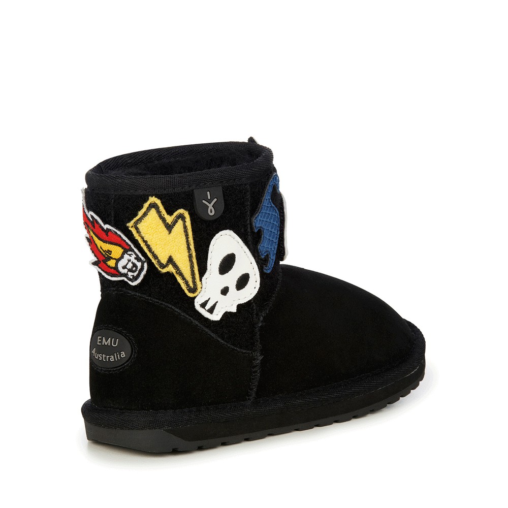 Bottes Emu Wallaby Mini Play Enfant Noir | 74163-PFDX