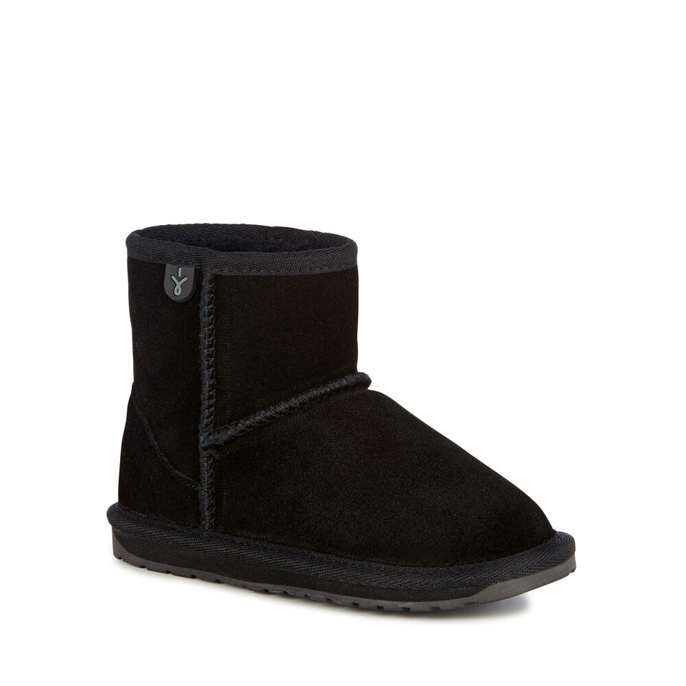 Bottes Emu Wallaby Mini Teens Enfant Noir | 30452-ZRPH