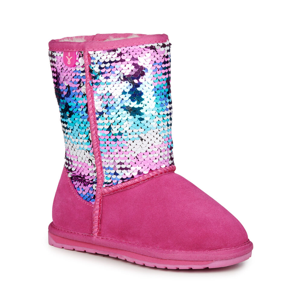 Bottes Emu Wallaby Sequin Enfant Rose Foncé | 20946-BYSO