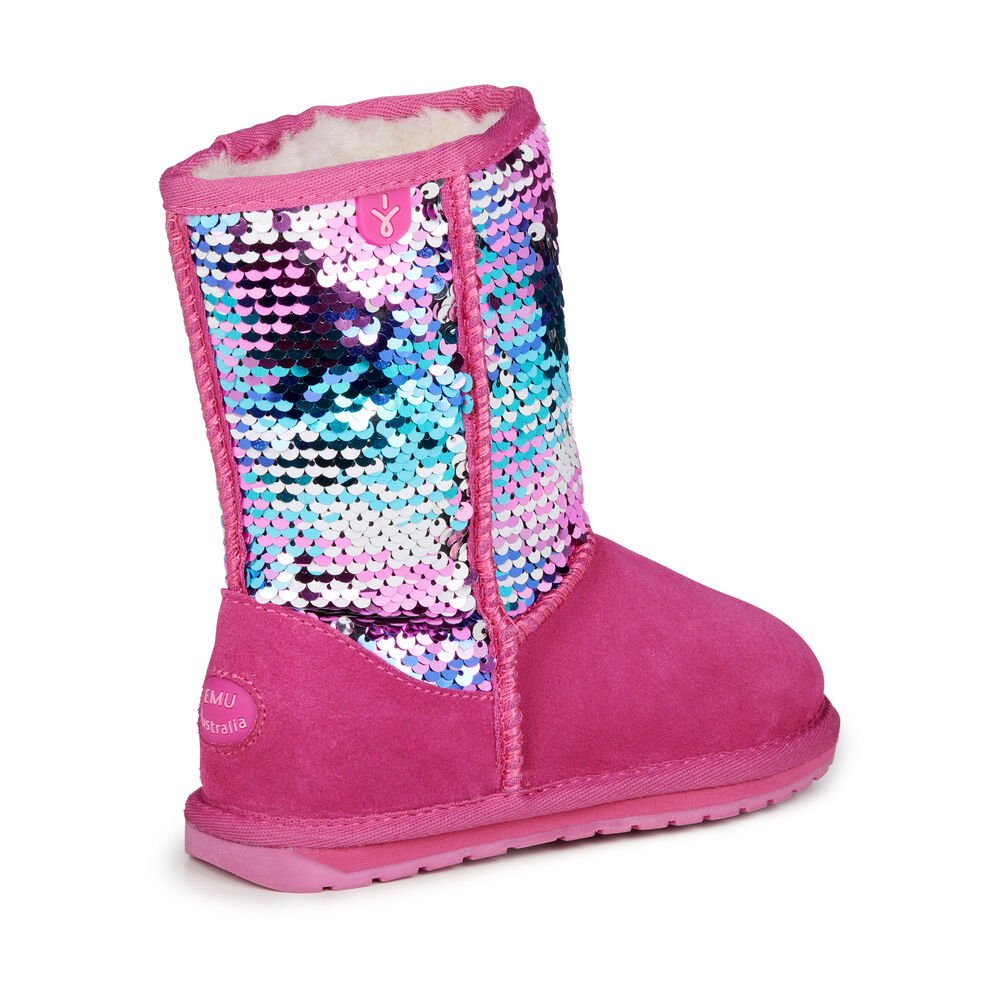 Bottes Emu Wallaby Sequin Enfant Rose Foncé | 20946-BYSO