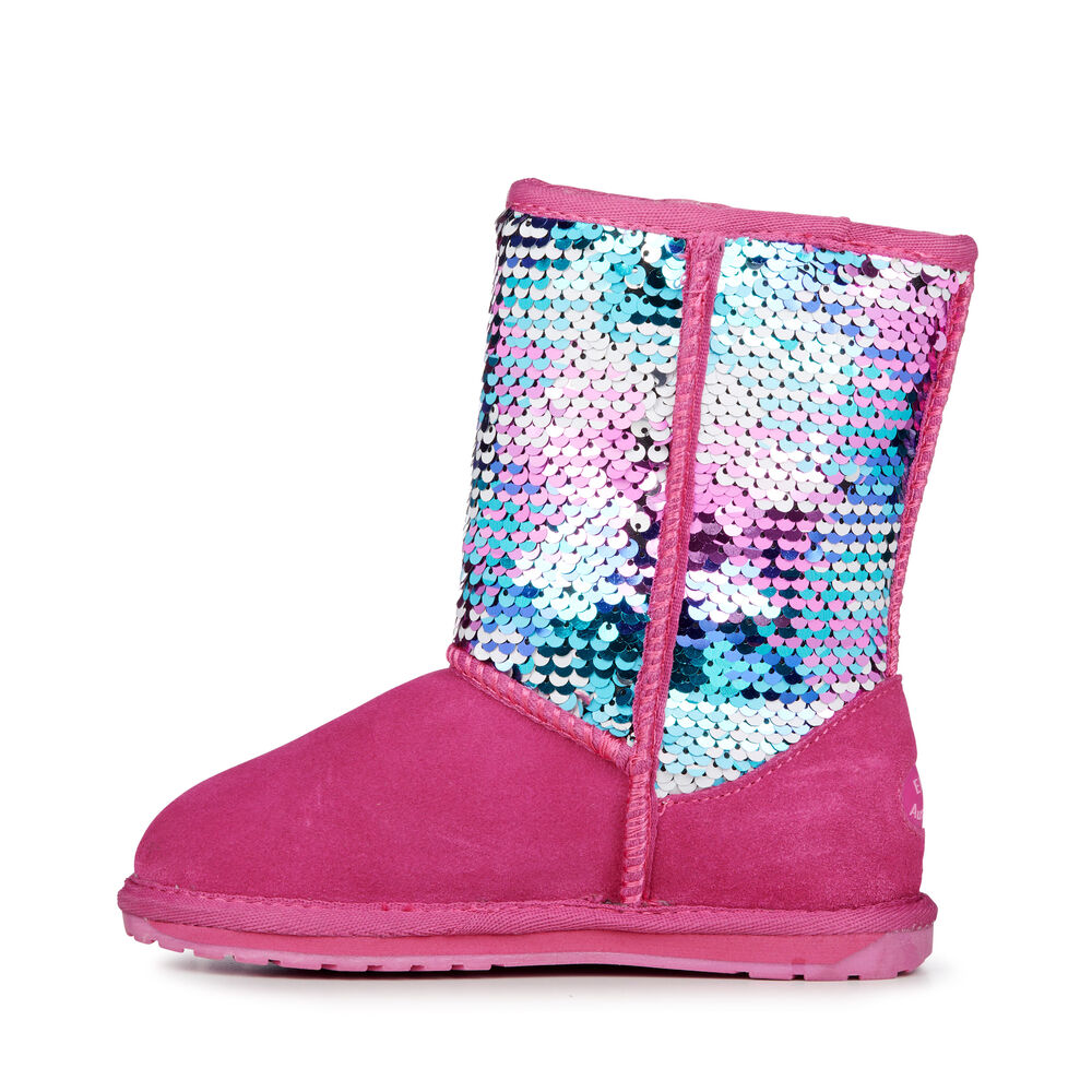 Bottes Emu Wallaby Sequin Enfant Rose Foncé | 20946-BYSO