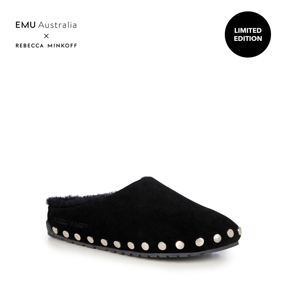 Chaussons Emu Monch Stud Femme Noir | 40683-XJWF