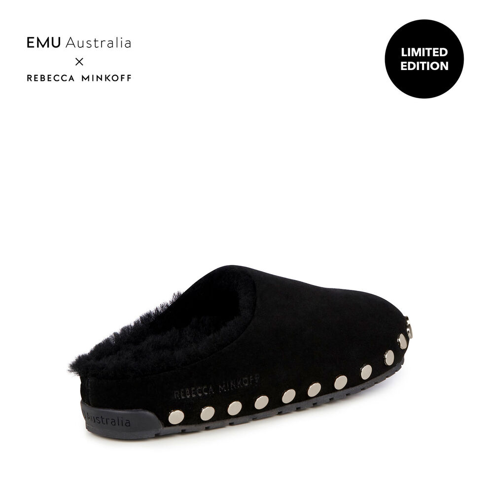 Chaussons Emu Monch Stud Femme Noir | 40683-XJWF