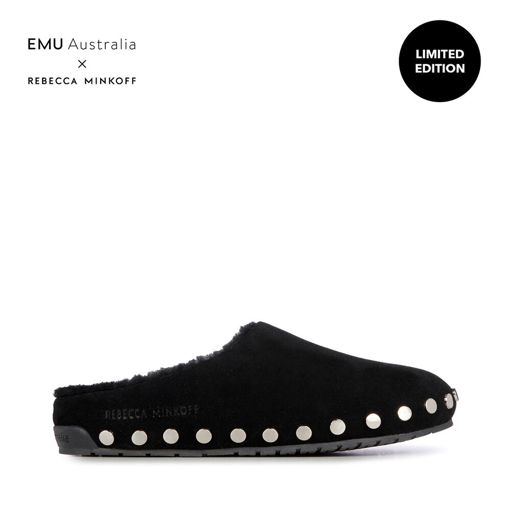 Chaussons Emu Monch Stud Femme Noir | 40683-XJWF